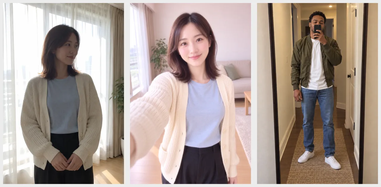 피해야 할 사진 세 장: 역광에 고개를 돌린 사진, 보정 필터가 강한 사진, 휴대폰이 얼굴을 가린 거울 셀카